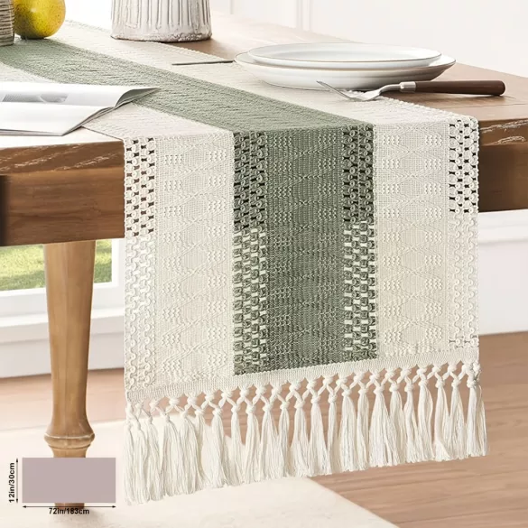 Boho Häkel-Tischläufer mit Spitzenrand