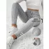 Elegante hochtaillierte gerippte Strickhose für Damen