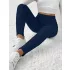 Elegante hochtaillierte gerippte Strickhose für Damen