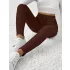 Elegante hochtaillierte gerippte Strickhose für Damen