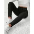 Elegante hochtaillierte gerippte Strickhose für Damen