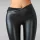 Hochtaillierte Kunstleder-Leggings mit Plüschfutter