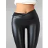 Hochtaillierte Kunstleder-Leggings mit Plüschfutter