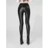 Hochtaillierte Kunstleder-Leggings mit Plüschfutter
