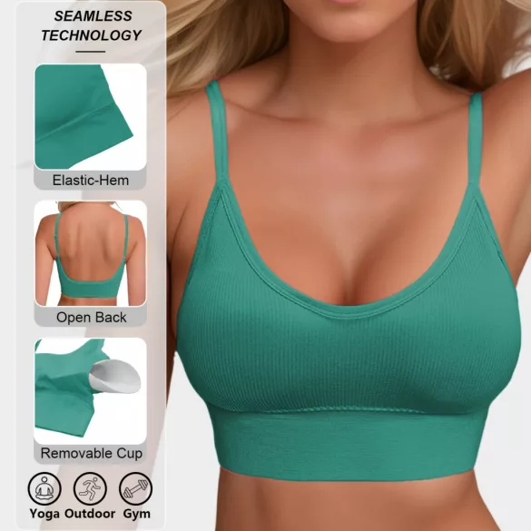 Klassischer gerippter Strick Yoga-Stil Neckholder-Rückenfreier Sport-BH