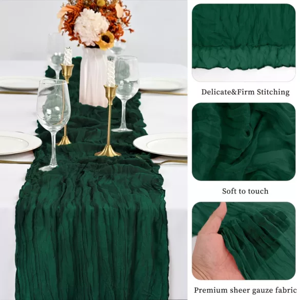 Luxus Smaragdgrün Käsetuch Tischläufer