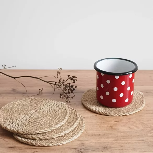 6er-Set handgewebte Jute-Untersetzer