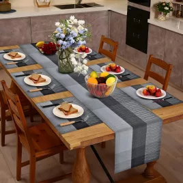   7-teiliges PVC-Tischdeckenset im europäischen Stil, rutschfest, hitzebeständig für Esszimmer