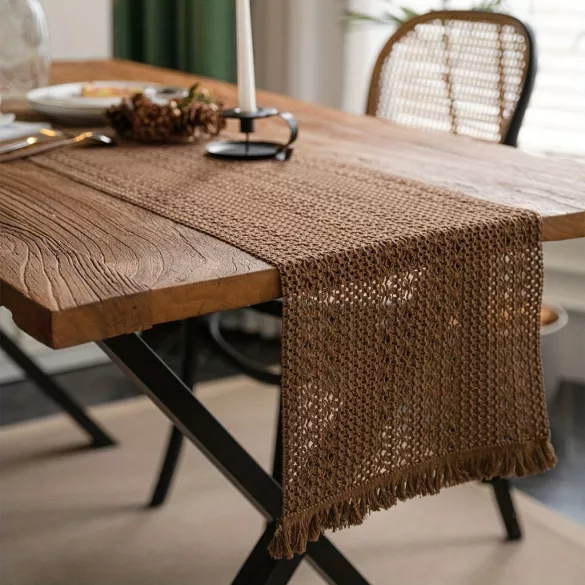 1 Stk. Khaki Gestrickter Tischläufer