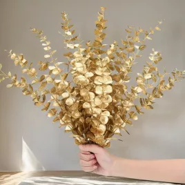 10er-Set Goldene Eukalyptuszweige