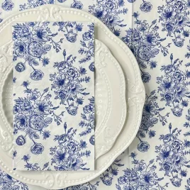   20 Stück, Neue Abendessen-Servietten mit Blauem Blumenmuster