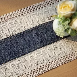 Böhmischer Stil Grauer Leinen Tischläufer