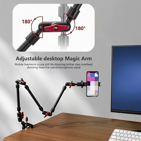 Verstellbarer Telefonhalter aus Aluminiumlegierung mit universellem Teleskoparm