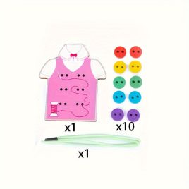 12-teiliges Holzbekleidungs- und Schuhknopf-Schnürset