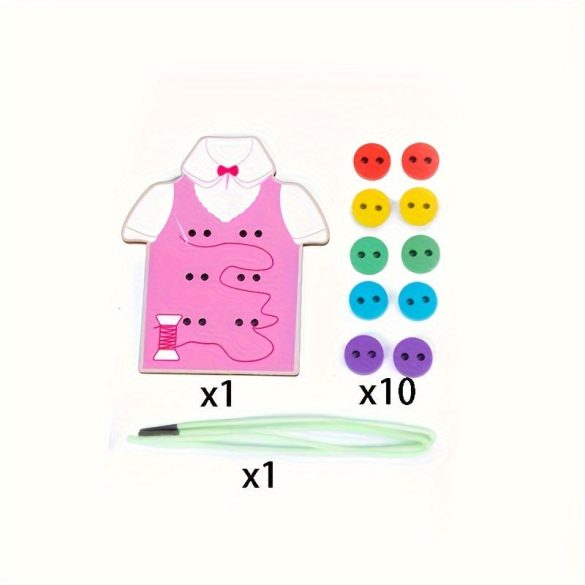 12-teiliges Holzbekleidungs- und Schuhknopf-Schnürset