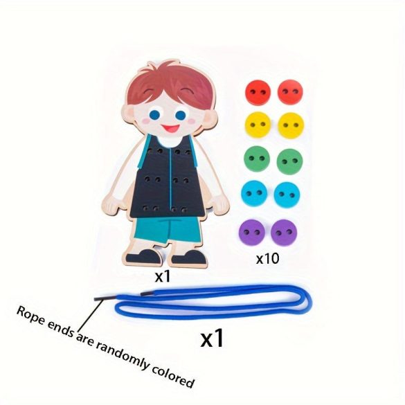 12-teiliges Holzbekleidungs- und Schuhknopf-Schnürset