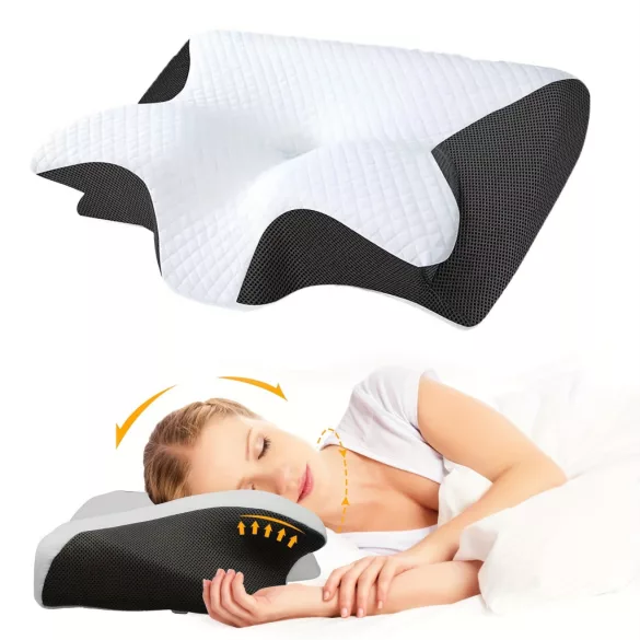 Ergonomisches Orthopädisches Nackenstützkissen aus Memory-Schaum mit Abnehmbarem Strick-Polyesterbezug