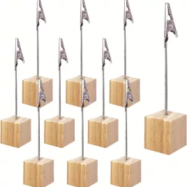 10er-Set Kartenhalter aus Holz mit Alligatorklammern