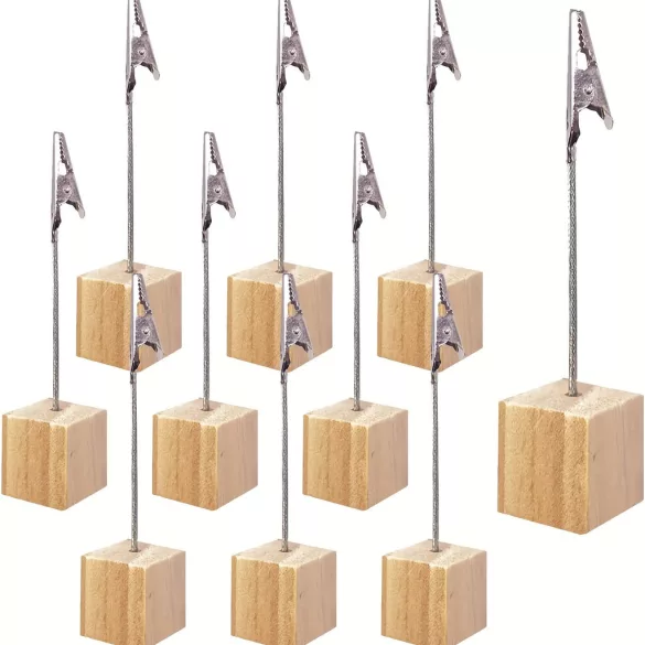 10er-Set Kartenhalter aus Holz mit Alligatorklammern
