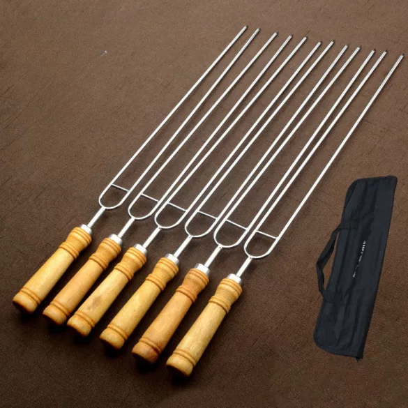 6 Edelstahl-Grillgabeln