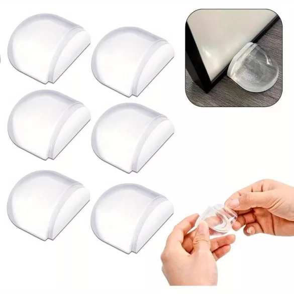6 Stk. selbstklebende, transparente Silikon-Türstopper
