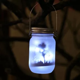   Solar-Laterne Feenlicht – Gartendeko, hängende Außenleuchte mit gefrostetem Glas