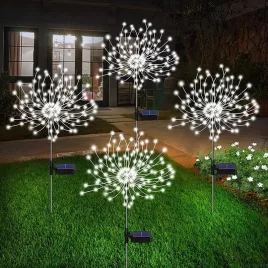  4er Set Solar-Feuerwerk-Lichterkette – LED Gartenbeleuchtung für den Außenbereich
