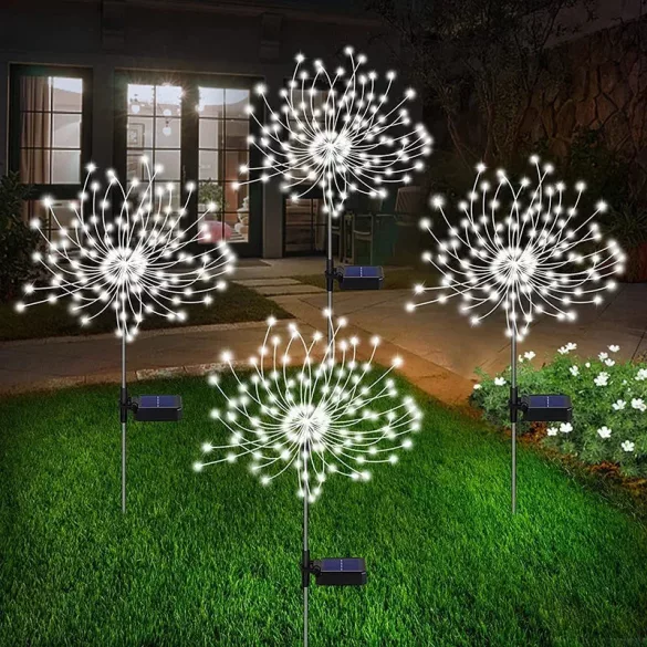 4er Set Solar-Feuerwerk-Lichterkette – LED Gartenbeleuchtung für den Außenbereich