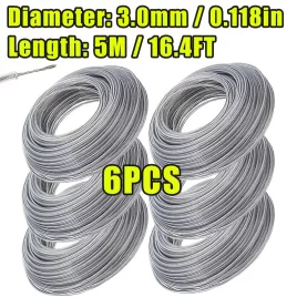 6er-Pack Nylon-Trimmerdraht mit Stahldrahtverstärkung