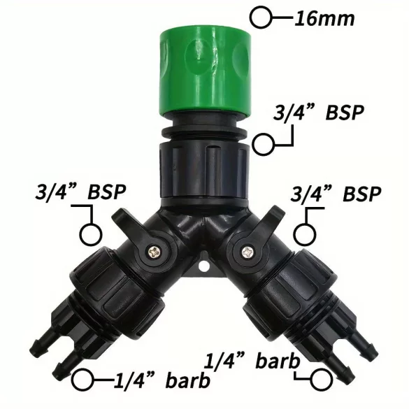 Garten-Tropfbewässerungs-Hahnadapter 4-Wege-Verteiler