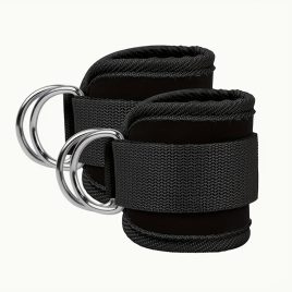   2 Stück Verstellbare Atmungsaktive Knöchelriemen für Widerstandsbänder - Strapazierfähige Polyester Fitness-Beinringe in Schwarz
