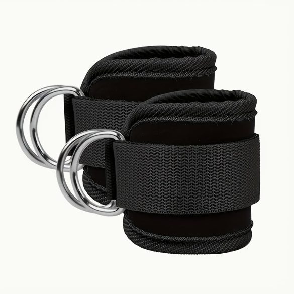 2 Stück Verstellbare Atmungsaktive Knöchelriemen für Widerstandsbänder - Strapazierfähige Polyester Fitness-Beinringe in Schwarz