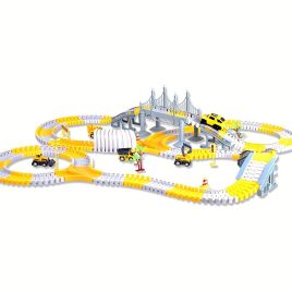   Spielzeuge zur Kindererziehung, Autorennbahn, kleiner Zug, DIY Elektrostrecke, Ingenieur-Auto Weihnachts-, Halloween- und Erntedankgeschenk 343 Stk.