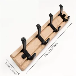   Einfach zu montierender Bambus-Wandhaken - Vielseitiger Mantel- und Schlüsselhalter für Flur, Wohnzimmer, Schlafzimmer - Lässige Aufbewahrungslösung in Holzoptik mit 5 Haken