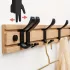 Einfach zu montierender Bambus-Wandhaken - Vielseitiger Mantel- und Schlüsselhalter für Flur, Wohnzimmer, Schlafzimmer - Lässige Aufbewahrungslösung in Holzoptik mit 5 Haken
