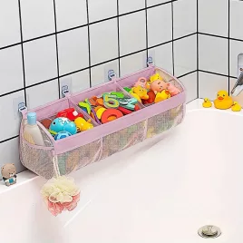   Vielseitige Netz-Organizer-Tasche für Bad und Dusche - Ideal zur Aufbewahrung von Spielzeug, Snacks und Haaraccessoires, weiß