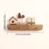 Frühling-Sommer-Herbst Saisonaler Dekorativer Holz-Mantel- und Schlüsselhalter mit Haus- und Hasenfiguren - Natürlicher Hartholz-Wandhaken ohne Bohren