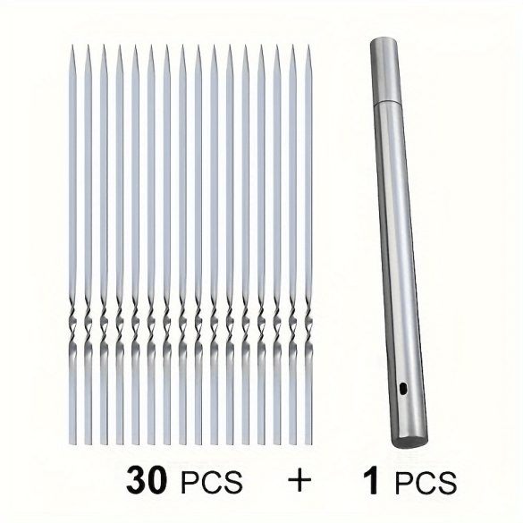 20/30/50 Stk. Langlebige Edelstahl-BBQ-Spieße mit 1 Rohr-Aufbewahrung, Wiederverwendbar und Leicht zu Reinigen für Outdoor- und Indoor-Grillpartys 30 Stk.