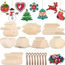   10-teiliges Set aus natürlichem Holz gefertigte Weihnachtsbaum-Anhänger