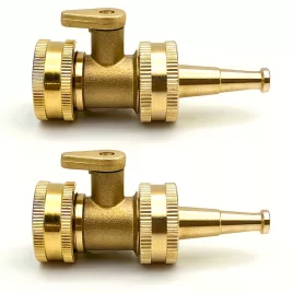   5 cm Hochdruck-Wasserschlauchdüse mit Messing-Absperrventil, 3/4" Gewinde, 2er-Set