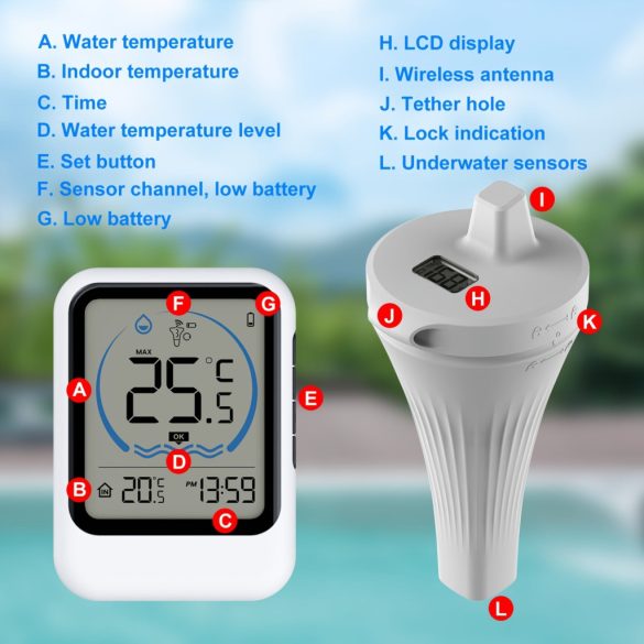 Digitales Schwimmendes Poolthermometer – Kabellos, Batteriefrei