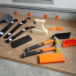   Laminatboden-Verlegeset – 22-teiliges Montagekit mit Schlagblock, Zugeisen und Abstandhaltern