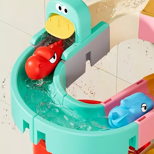 Interaktives Wasserspielset mit Dinosaurierbahnen, Rutschen und Bausteinen