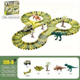   120-tlg. Dinosaurier-Rennbahn-Spiel Elektrische Autorennbahn-Set für Jungen