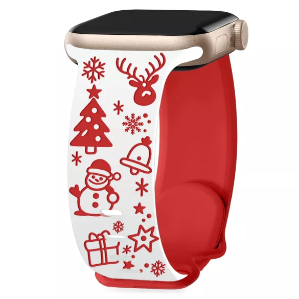 Damen Weihnachtsgravierte Silikon Apple Watch Armband