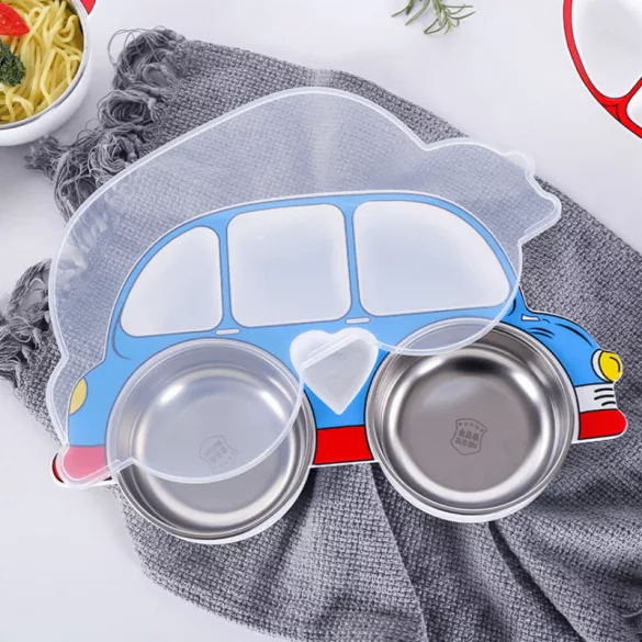Geteiltes Kindertellerset mit Auto-Design