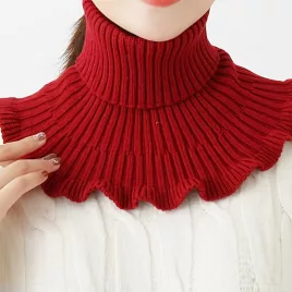 Damen Strick-Winterschal mit Kragen