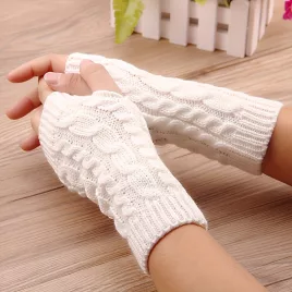 Gestrickte Fingerlose Kurz-Handschuhe