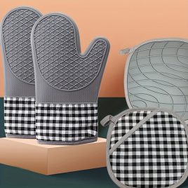   1 Stk. Zweihändiger Silikon, Hitzebeständiger Ofenhandschuh