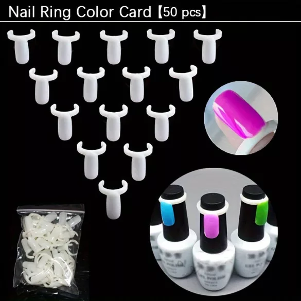 50 Stk. Nagellack Farbanzeigekarte, Lack UV Gel Farbanzeige Nageldekorring, Kunstnagelspitzen